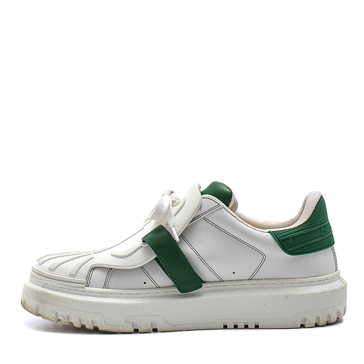 Christian Dior - White & Green Leather and Rubber Dior ID Sneakers